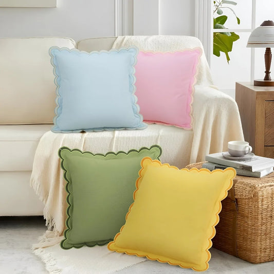 Cushion Cover Wave Edge 100% Cotton 18x18