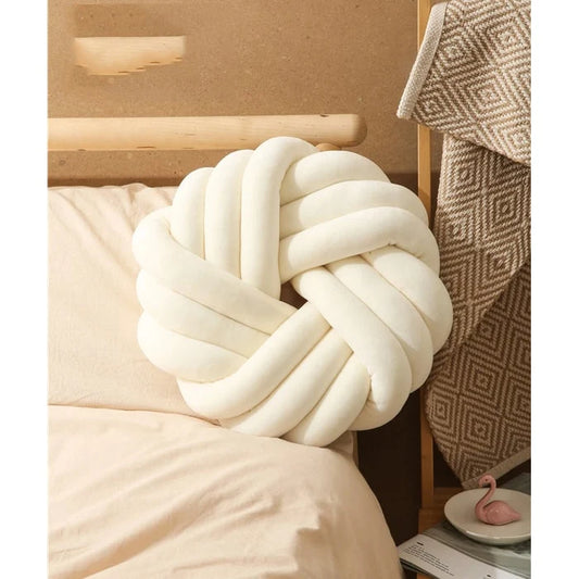 Cushion Knotted Ball Velvet Cover & Plush Fill