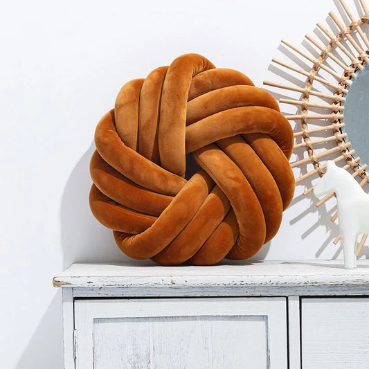 Cushion Knotted Ball Velvet Cover & Plush Fill