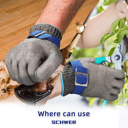 Cut-Resistant Glove Stainless Steel Mesh ANSI A9 Dishwasher-Safe