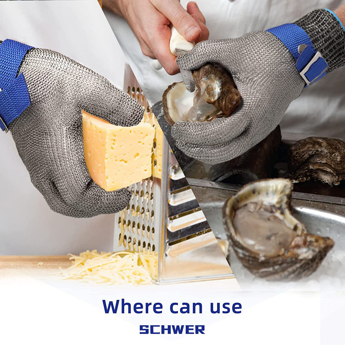 Cut-Resistant Glove Stainless Steel Mesh ANSI A9 Dishwasher-Safe