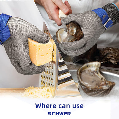 Cut-Resistant Glove Stainless Steel Mesh ANSI A9 Dishwasher-Safe