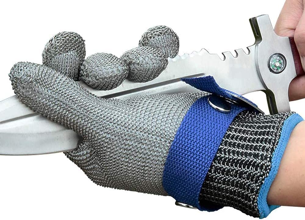 Cut-Resistant Glove Stainless Steel Mesh ANSI A9 Dishwasher-Safe