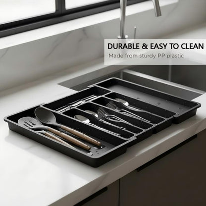 Cutlery Drawer Organizer Adjustable Width Divided Compartments