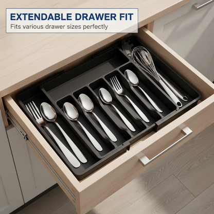 Cutlery Drawer Organizer Adjustable Width Divided Compartments
