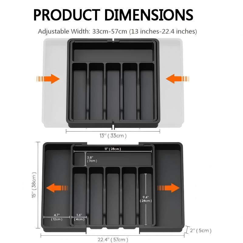 Cutlery Drawer Organizer Adjustable Width Divided Compartments