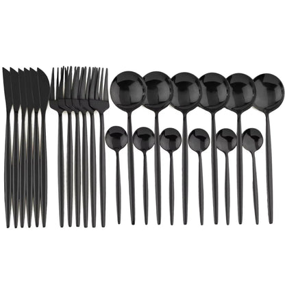 Cutlery Set 24-Piece Matte Black Stainless Steel