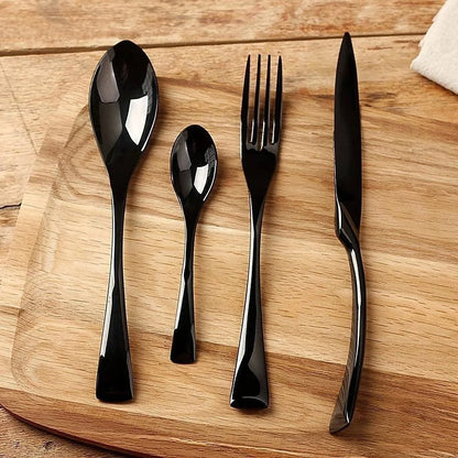 Cutlery Set Matte Black Stainless Steel Set of 24