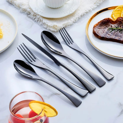 Cutlery Set Matte Black Stainless Steel Set of 24