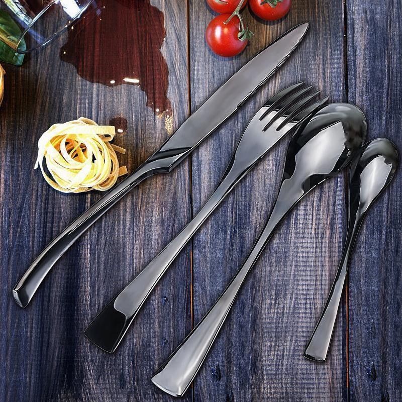 Cutlery Set Matte Black Stainless Steel Set of 24