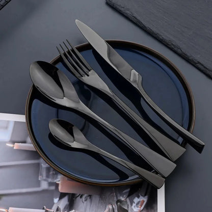 Cutlery Set Matte Black Stainless Steel Set of 24