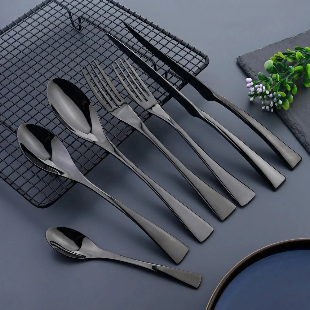 Cutlery Set Matte Black Stainless Steel Set of 24