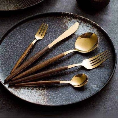 Cutlery Set Stainless Steel Wood Handles 16-Piece Set