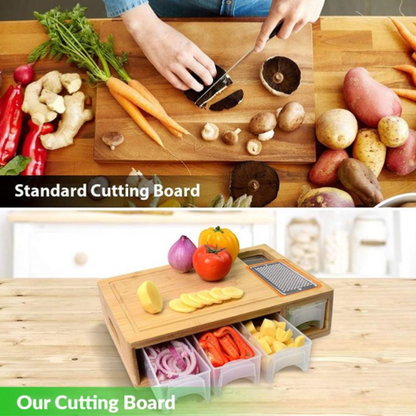 Cutting Board Bamboo 4 Graters & Pull-Out Boxes