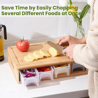 Cutting Board Bamboo 4 Graters & Pull-Out Boxes
