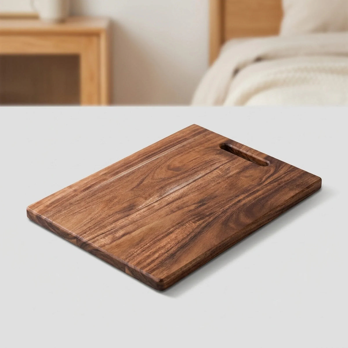 Cutting Board Solid Acacia Wood Carry-and-Hang Handle