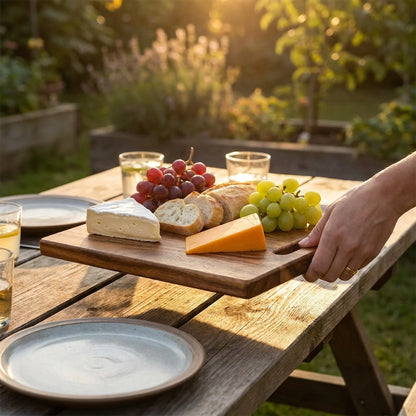 Cutting Board Solid Acacia Wood Integrated Handle & Hanging Hole