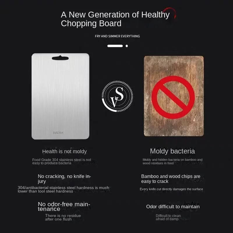 Cutting Board Stainless Steel Non-Porous Non-Slip Base