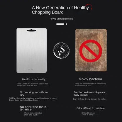 Cutting Board Stainless Steel Non-Porous Non-Slip Base
