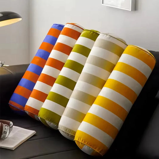 Cylindrical Cushion Candy Stripe Microfiber Cover Machine Washable