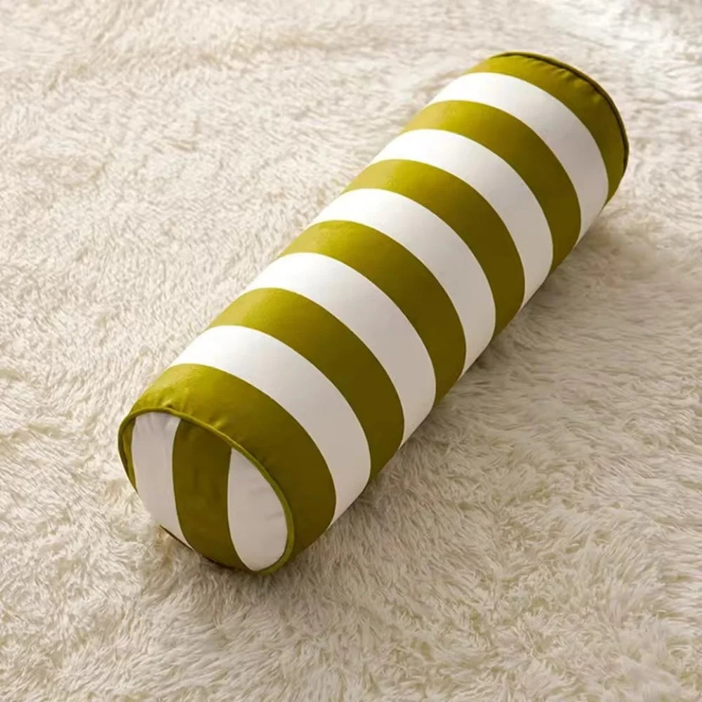 Cylindrical Cushion Candy Stripe Microfiber Cover Machine Washable