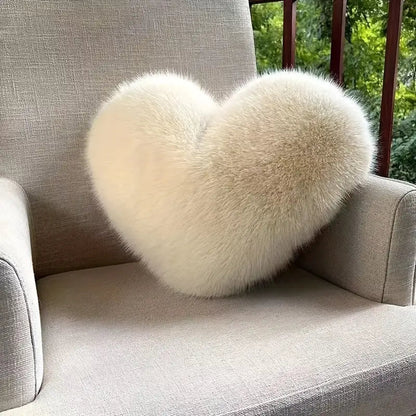 Decorative Pillow Heart-Shaped Plush Faux Fur