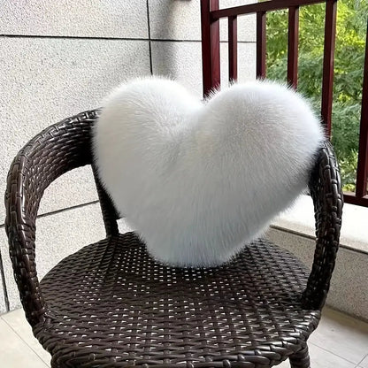 Decorative Pillow Heart-Shaped Plush Faux Fur