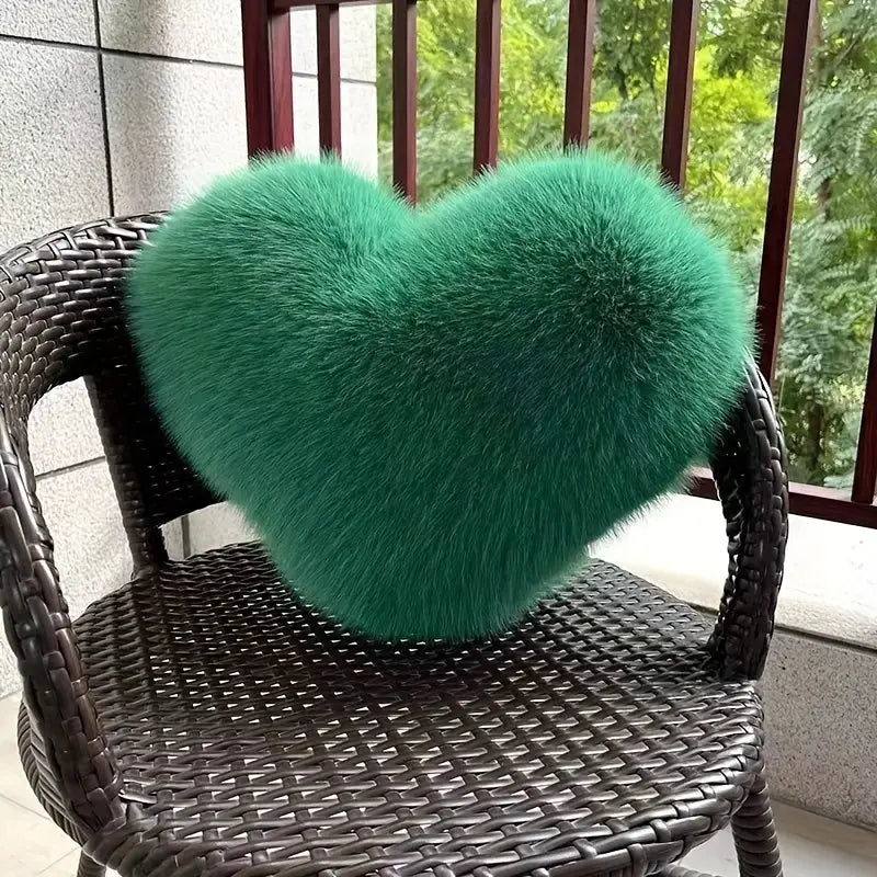 Decorative Pillow Heart-Shaped Plush Faux Fur