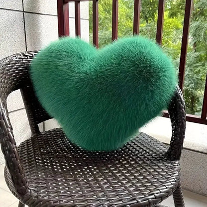 Decorative Pillow Heart-Shaped Plush Faux Fur