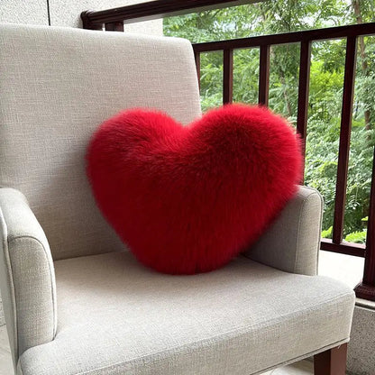 Decorative Pillow Heart-Shaped Plush Faux Fur