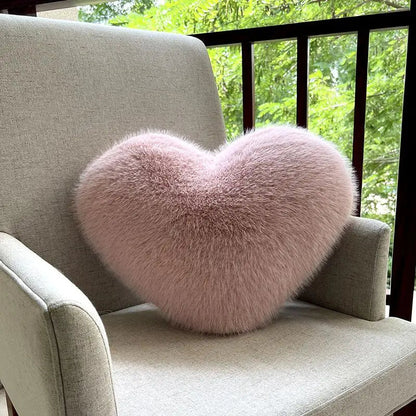Decorative Pillow Heart-Shaped Plush Faux Fur