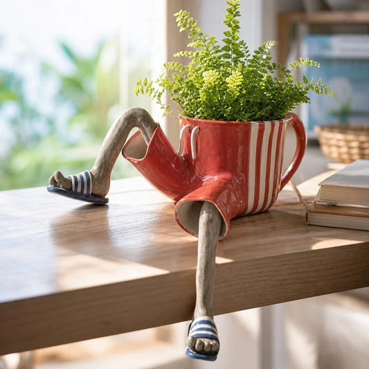 Decorative Planter Sitting Legs Figurine Hidden Drainage