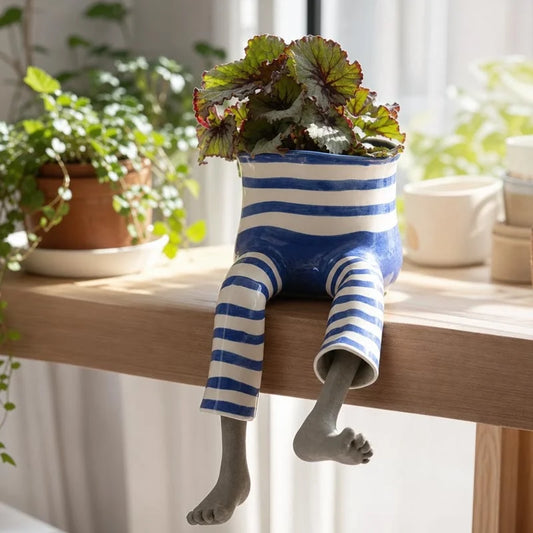 Decorative Planter Sitting Legs Figurine Hidden Drainage