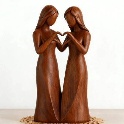 Decorative Sculpture Resin Wood-Grain Sisters Design