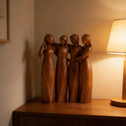 Decorative Sculpture Resin Wood-Grain Sisters Design