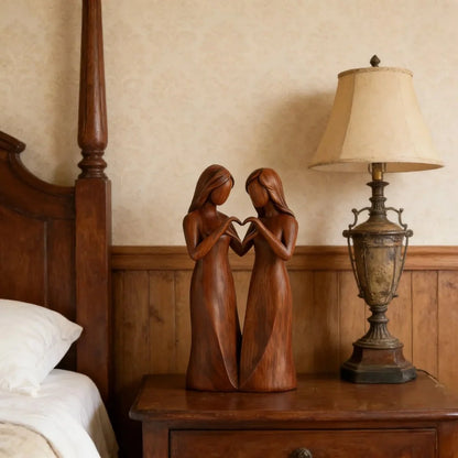 Decorative Sculpture Resin Wood-Grain Sisters Design