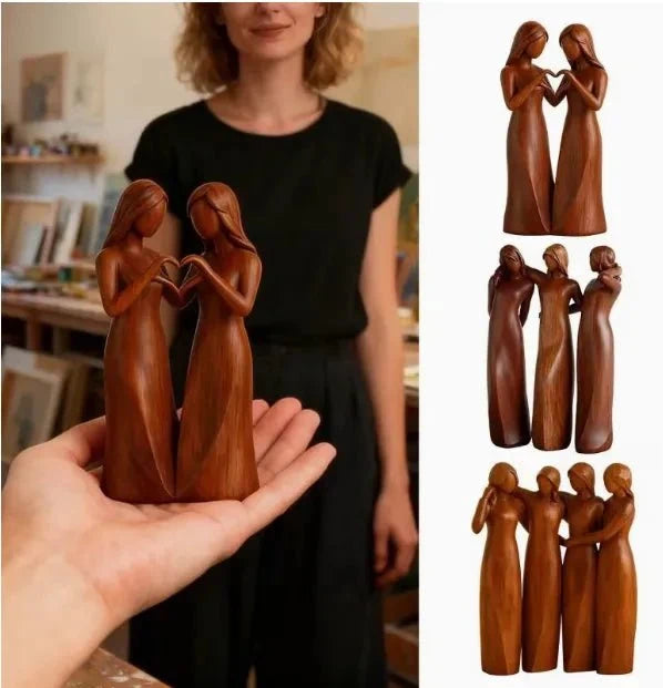Decorative Sculpture Resin Wood-Grain Sisters Design