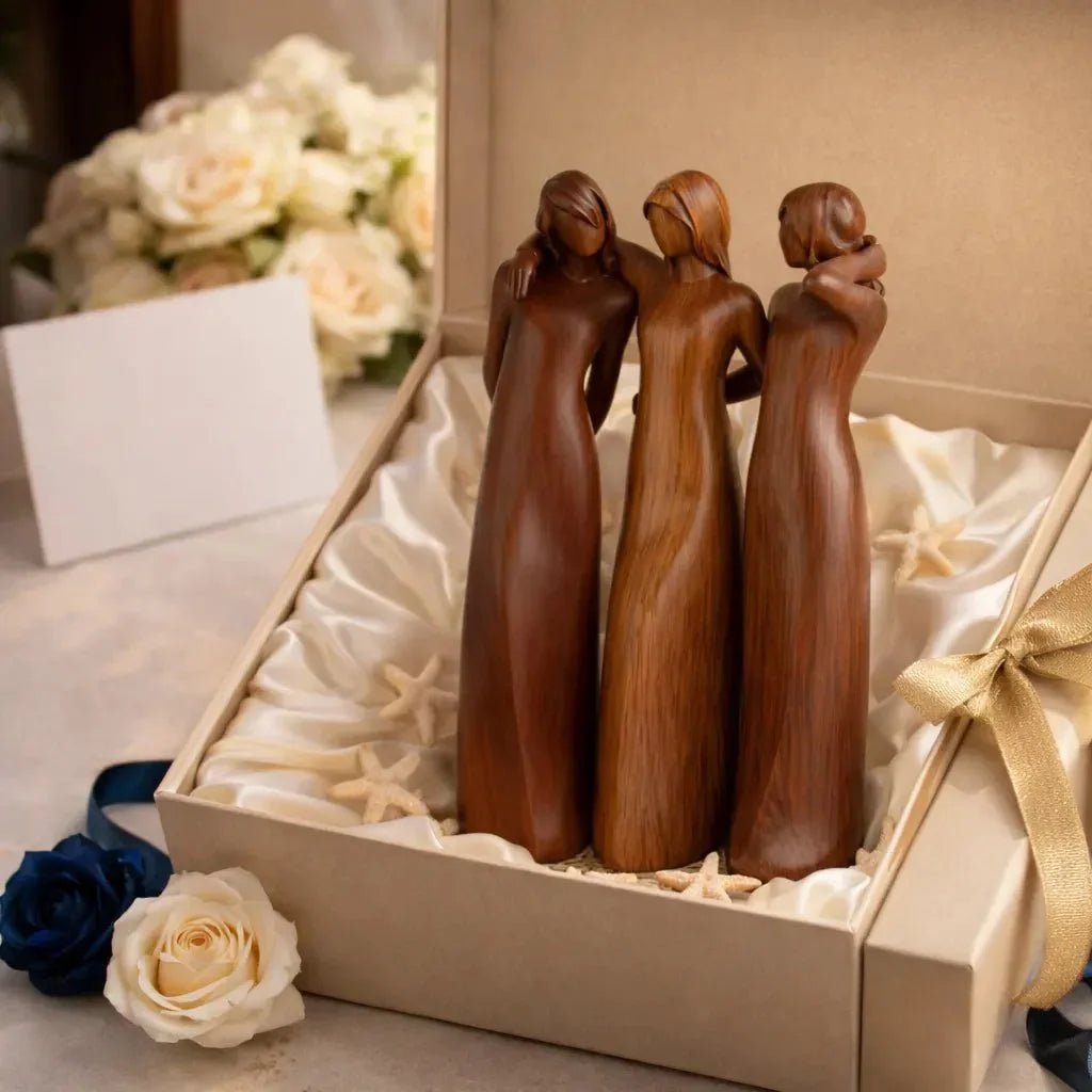 Decorative Sculpture Resin Wood-Grain Sisters Design