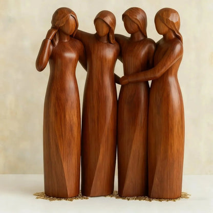 Decorative Sculpture Resin Wood-Grain Sisters Design