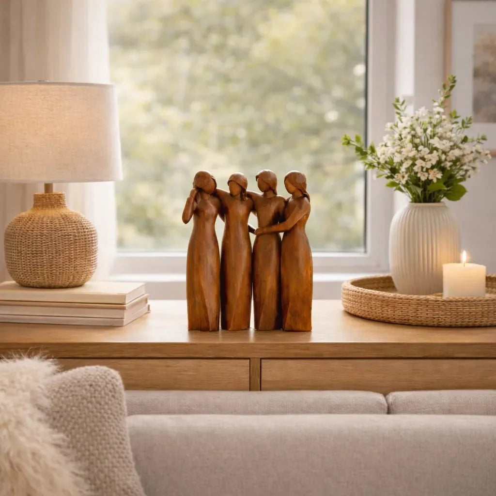 Decorative Sculpture Resin Wood-Grain Sisters Design
