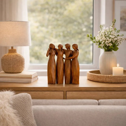 Decorative Sculpture Resin Wood-Grain Sisters Design
