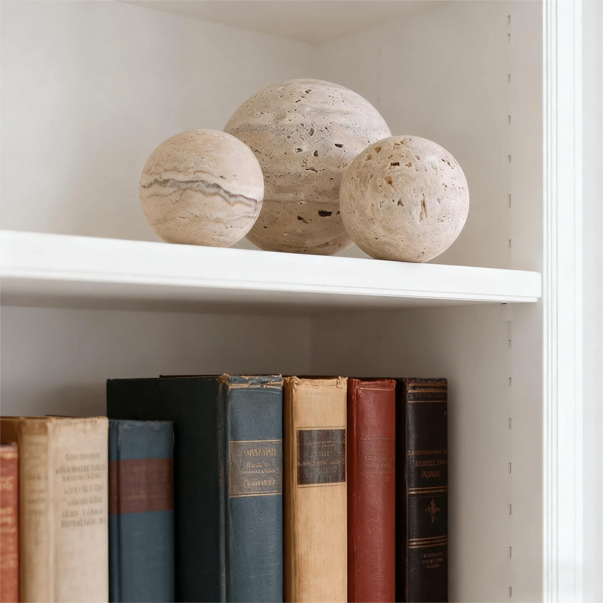 Decorative Sphere Hand-Carved Polished Travertine Marble