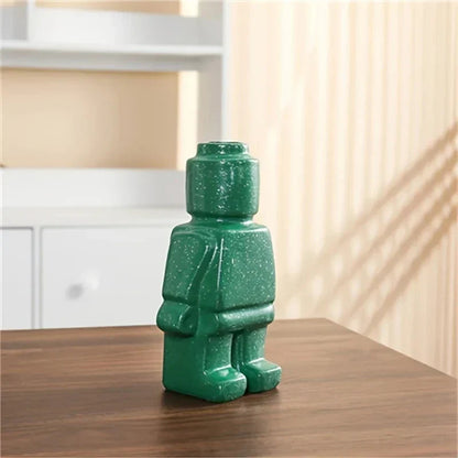 Decorative Vase Brick-Inspired Smooth Resin