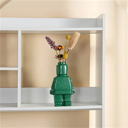 Decorative Vase Brick-Inspired Smooth Resin