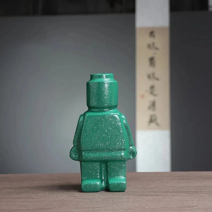 Decorative Vase Brick-Inspired Smooth Resin