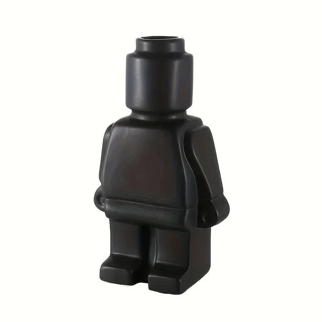 Decorative Vase Brick-Inspired Smooth Resin