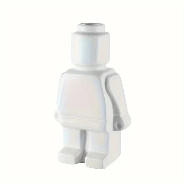 Decorative Vase Brick-Inspired Smooth Resin