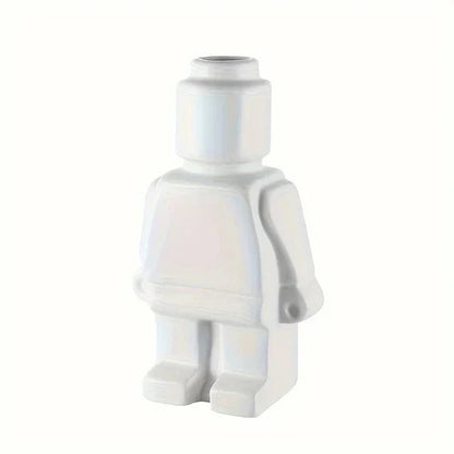 Decorative Vase Brick-Inspired Smooth Resin