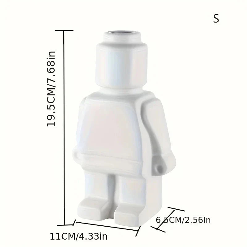 Decorative Vase Brick-Inspired Smooth Resin
