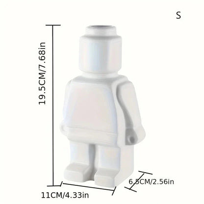 Decorative Vase Brick-Inspired Smooth Resin